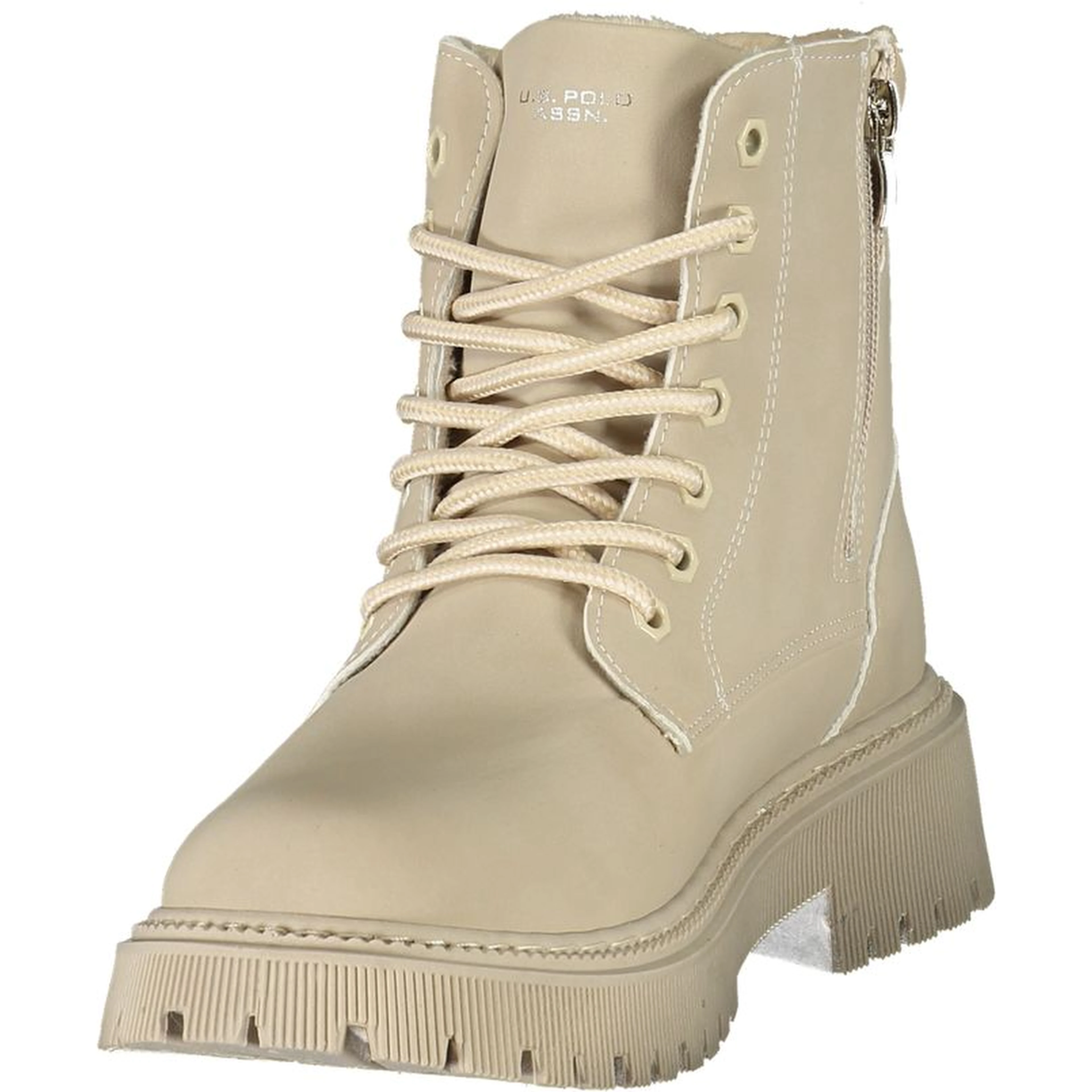 Beige Polyester Ankle Boots