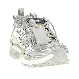 Silver Polyester Athletic Sneakers