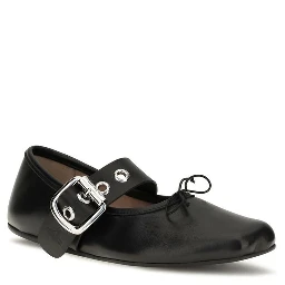 Black Calf Leather Bos Taurus Ballet Flats