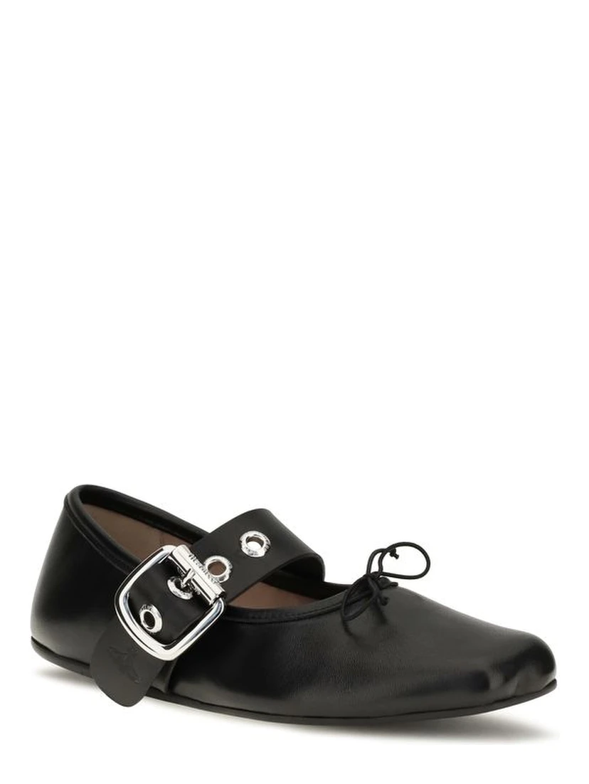 Black Calf Leather Bos Taurus Ballet Flats