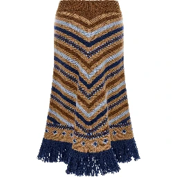Multicolor Virgin Wool Midi Skirt