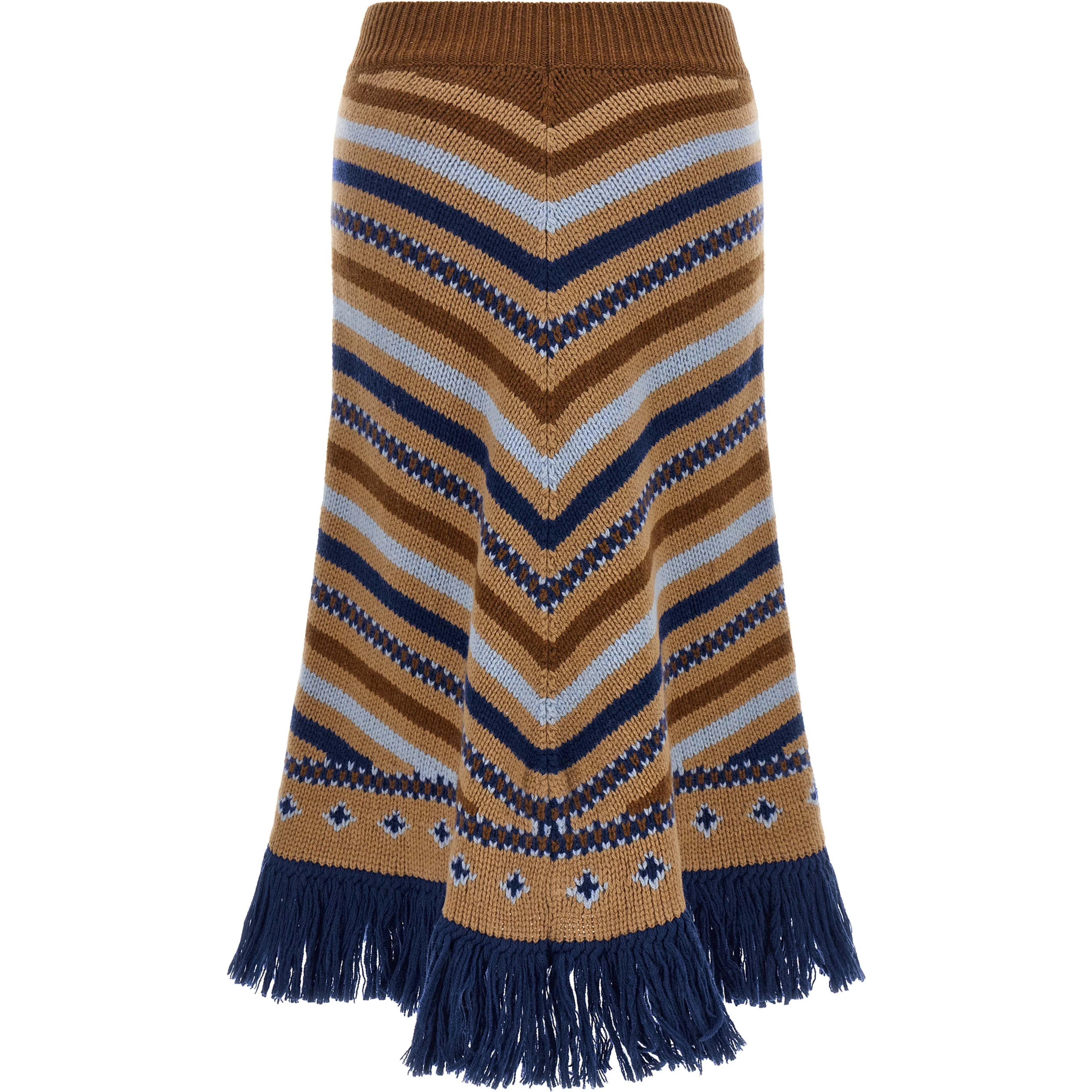 Multicolor Virgin Wool Midi Skirt