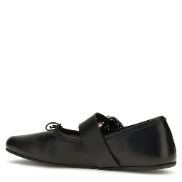 Black Calf Leather Bos Taurus Ballet Flats