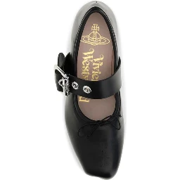 Black Calf Leather Bos Taurus Ballet Flats