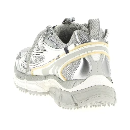 Silver Polyester Athletic Sneakers