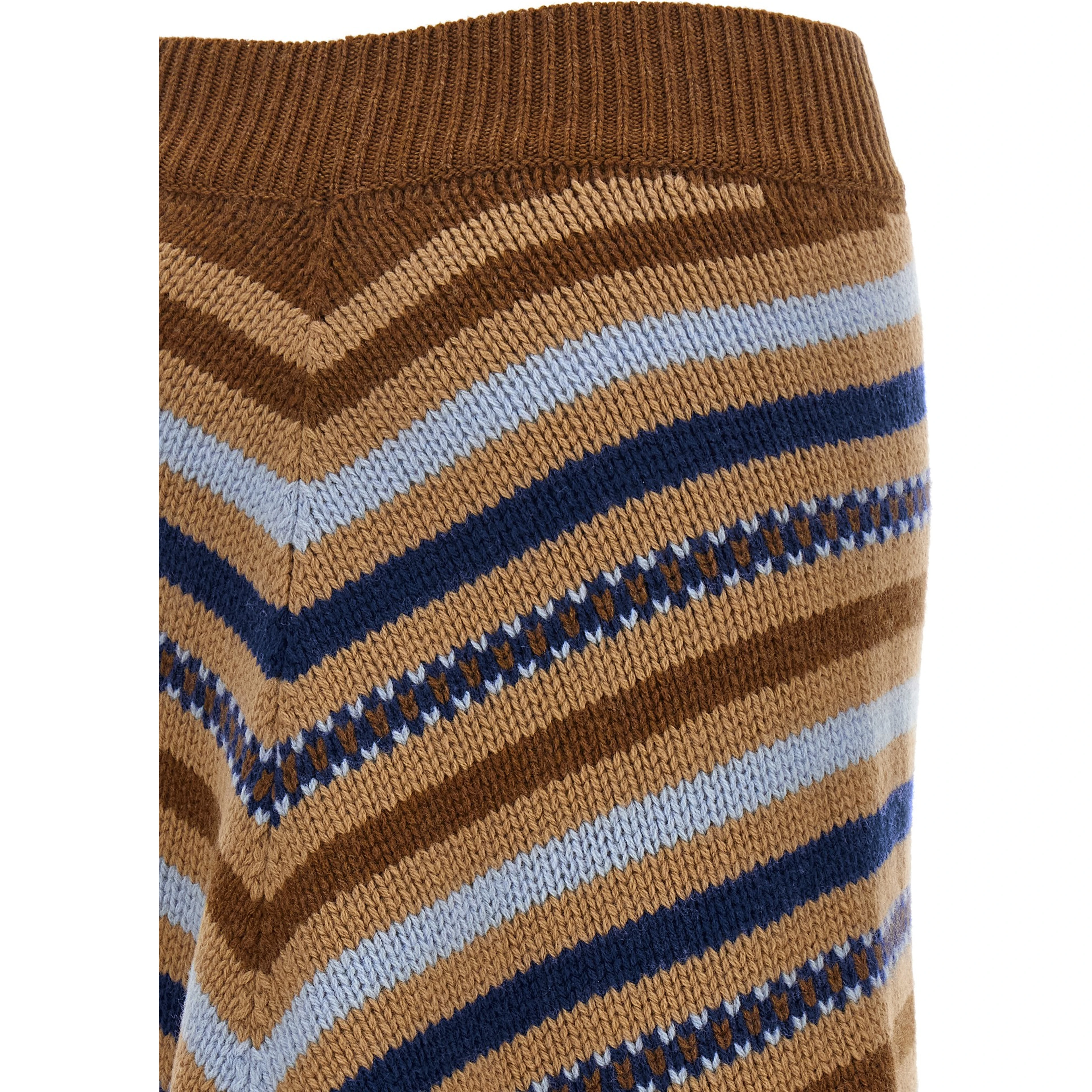 Multicolor Virgin Wool Midi Skirt