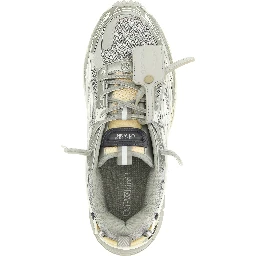 Silver Polyester Athletic Sneakers