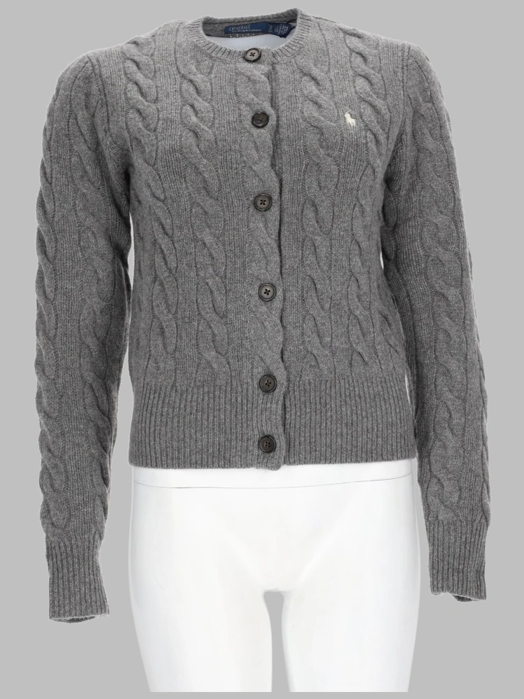 CARDIGAN A TRECCE CON LOGO