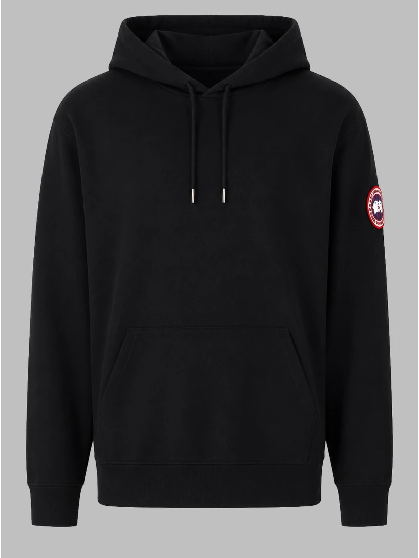 FELPA CON PATCH LOGO E CAPPUCCIO