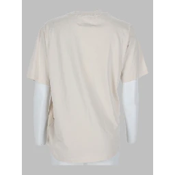 t-shirt con drappeggio e patch logo