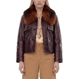 Short leather jacket