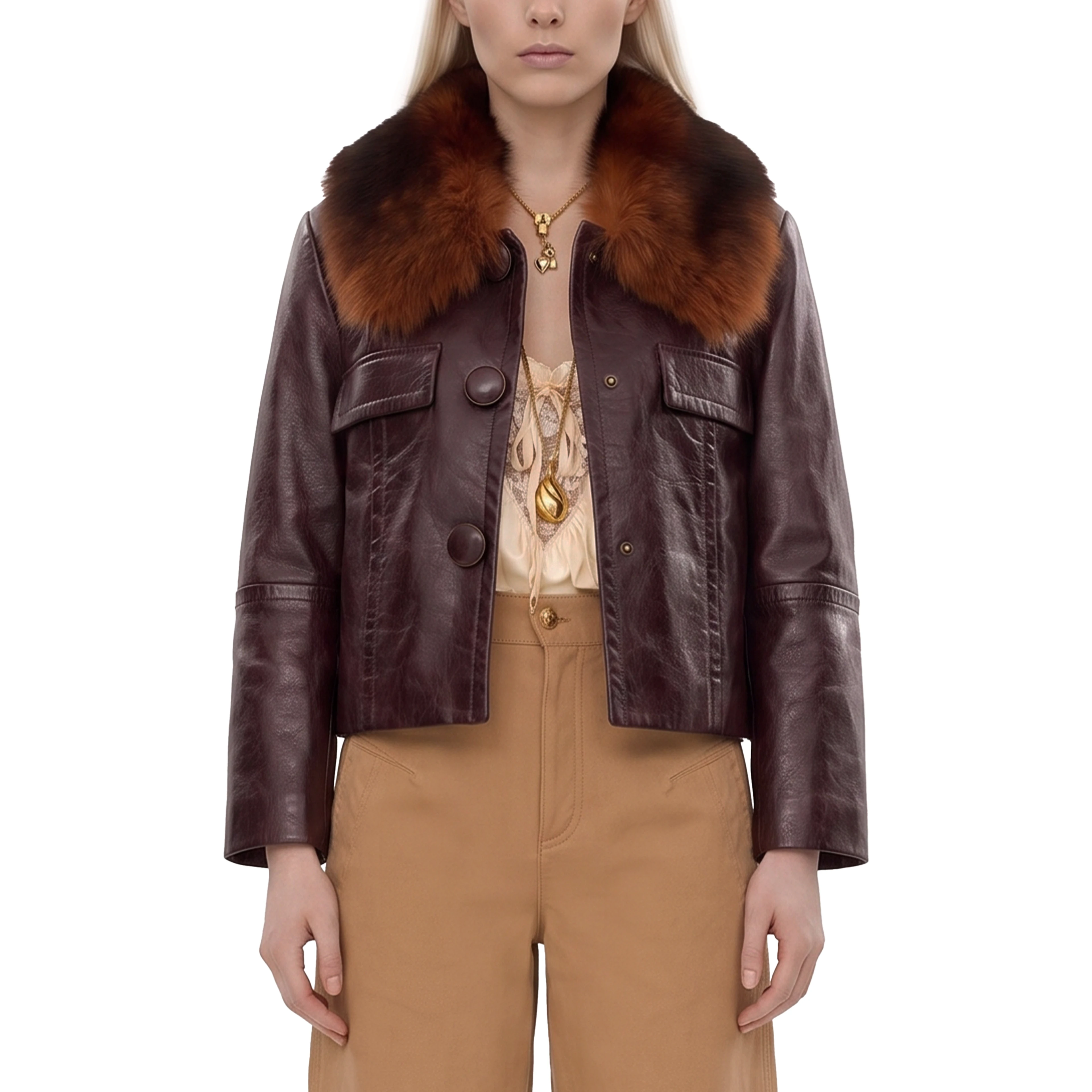 Short leather jacket