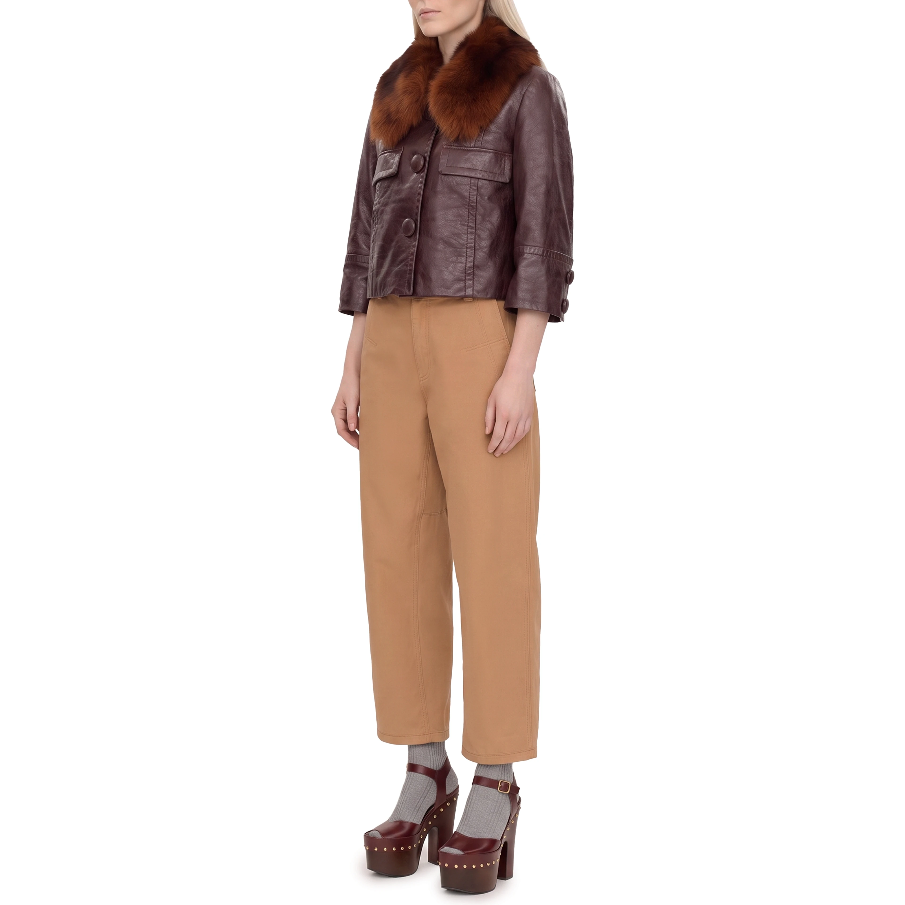 Short leather jacket