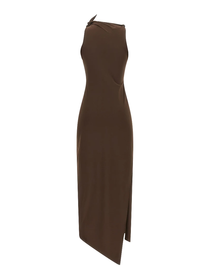 Brown Recycled Polyamide Long Dress