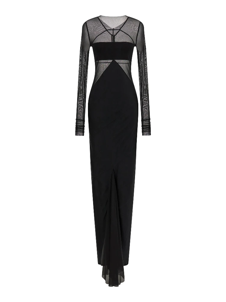 Black Nylon Long Dress
