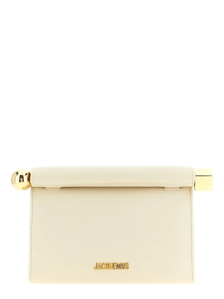 White Lamb Leather Clutch Bag