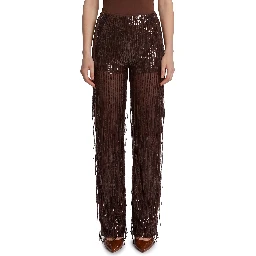 Pants with sequin and fringes