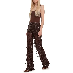 Pants with sequin and fringes