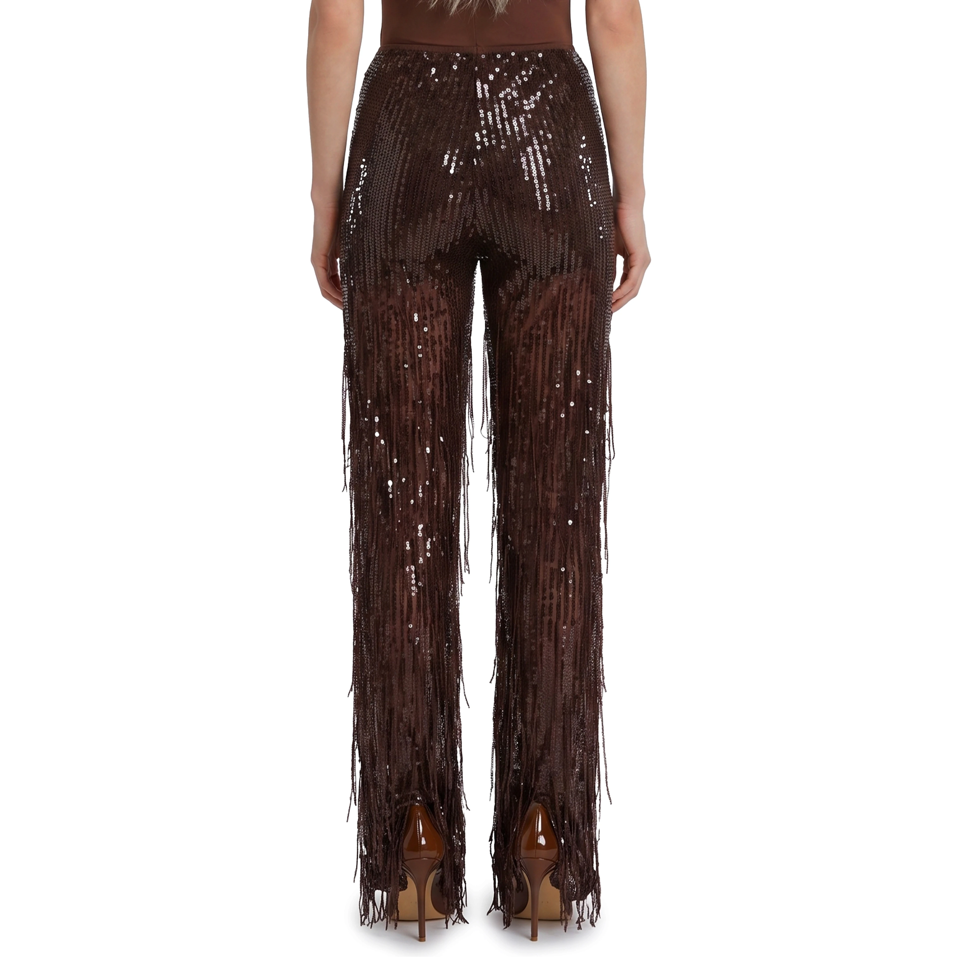 Pants with sequin and fringes