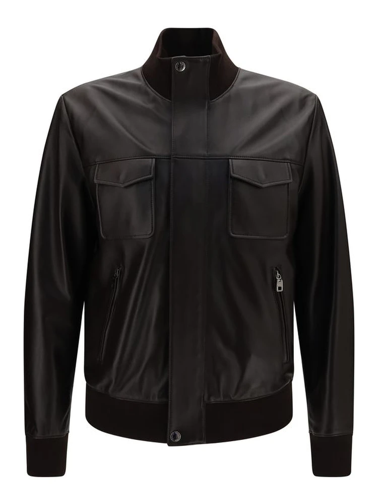 Brown Lamb Ovis Aries Aries Leather Jacket