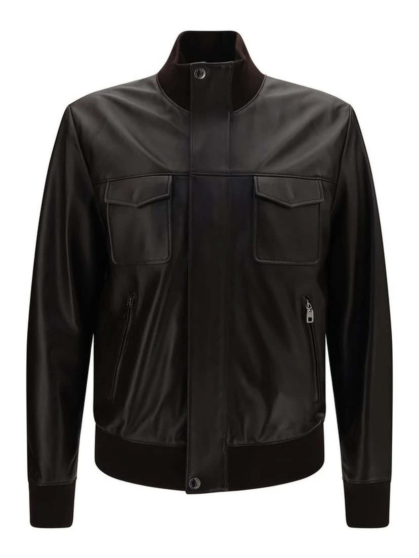 Brown Lamb Ovis Aries Aries Leather Jacket