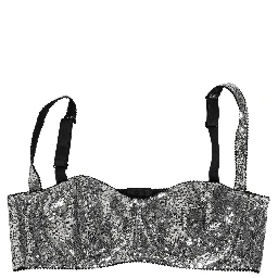 Silver Sequined Nyon Balconnet Bra Underwear