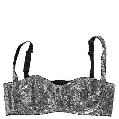 Silver Sequined Nyon Balconnet Bra Underwear