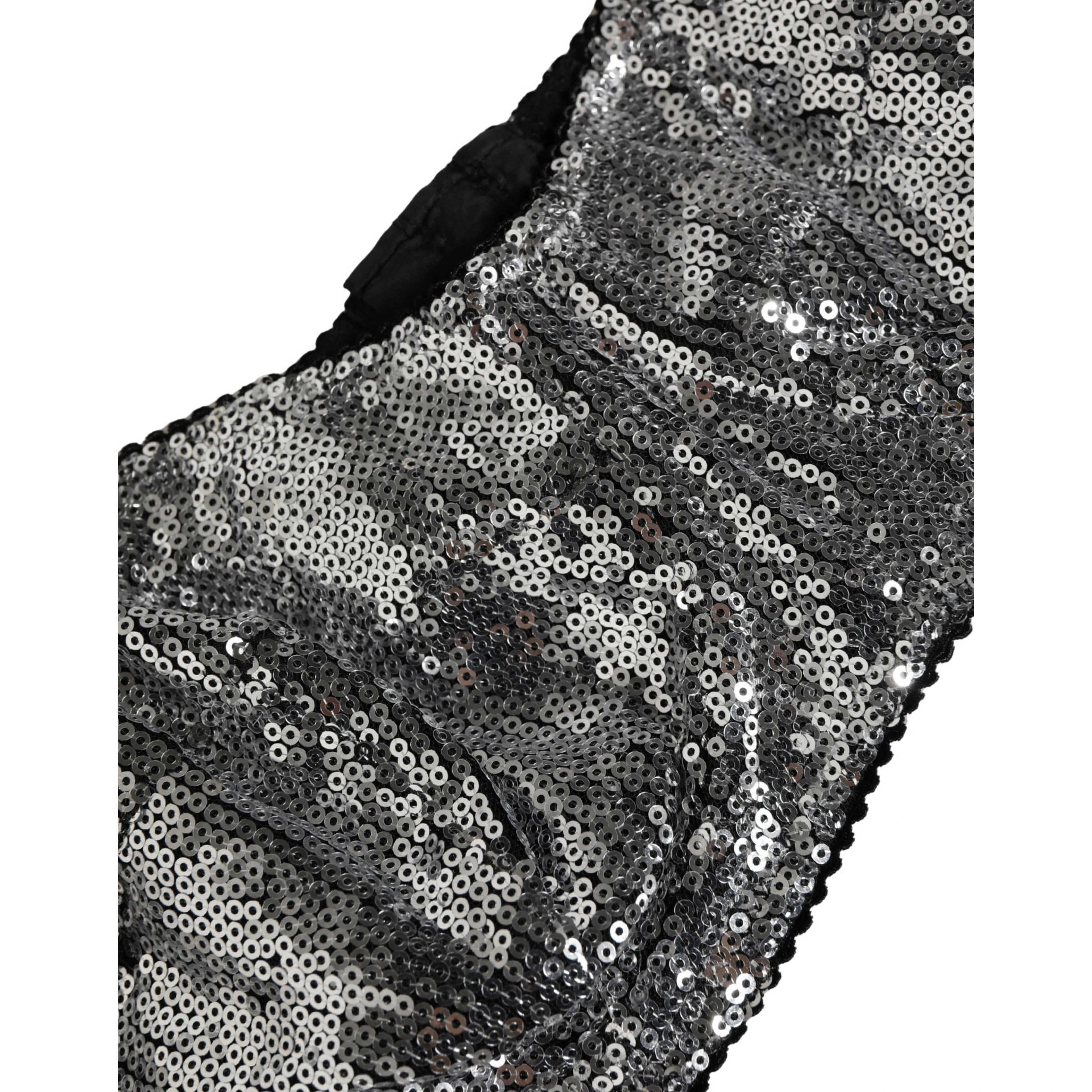 Silver Sequined Nyon Balconnet Bra Underwear