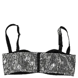 Silver Sequined Nyon Balconnet Bra Underwear