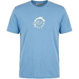 Light Blue Cotton Men T-Shirt