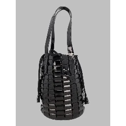 Borsa A Secchiello In Pelle Intrecciata Lucida