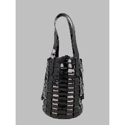 Borsa A Secchiello In Pelle Intrecciata Lucida