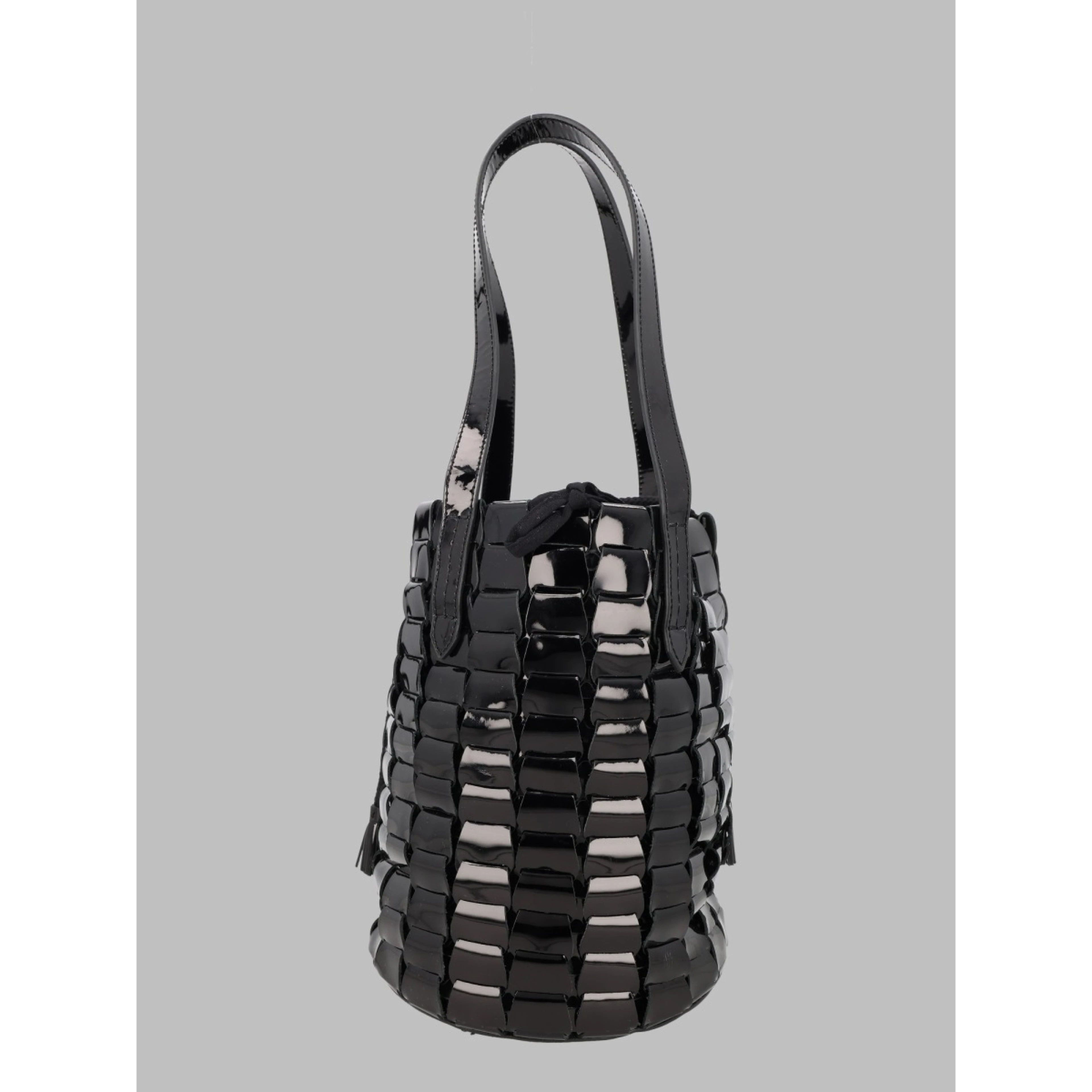 Borsa A Secchiello In Pelle Intrecciata Lucida