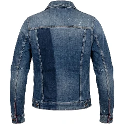Blue Cotton Men Jacket