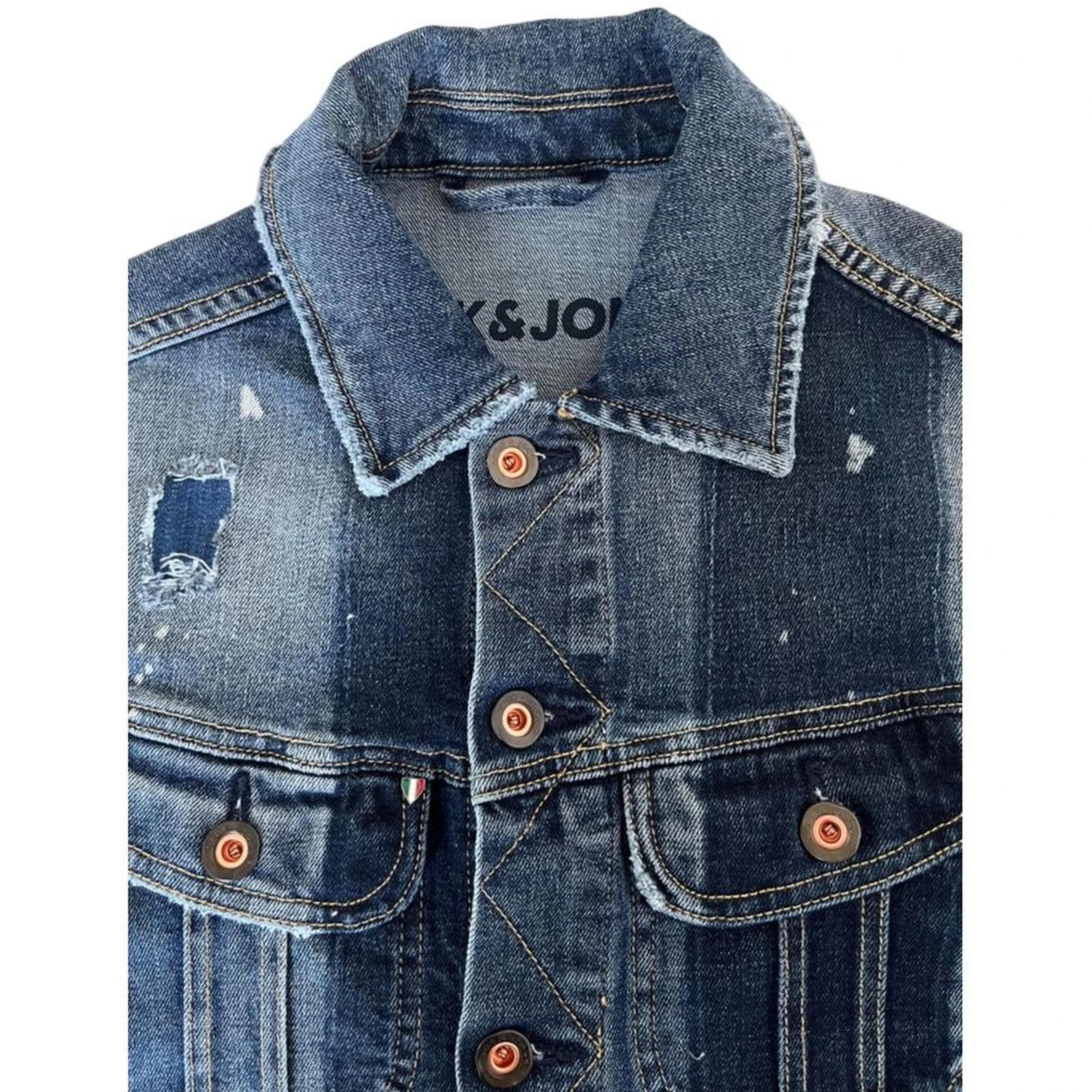 Blue Cotton Men Jacket
