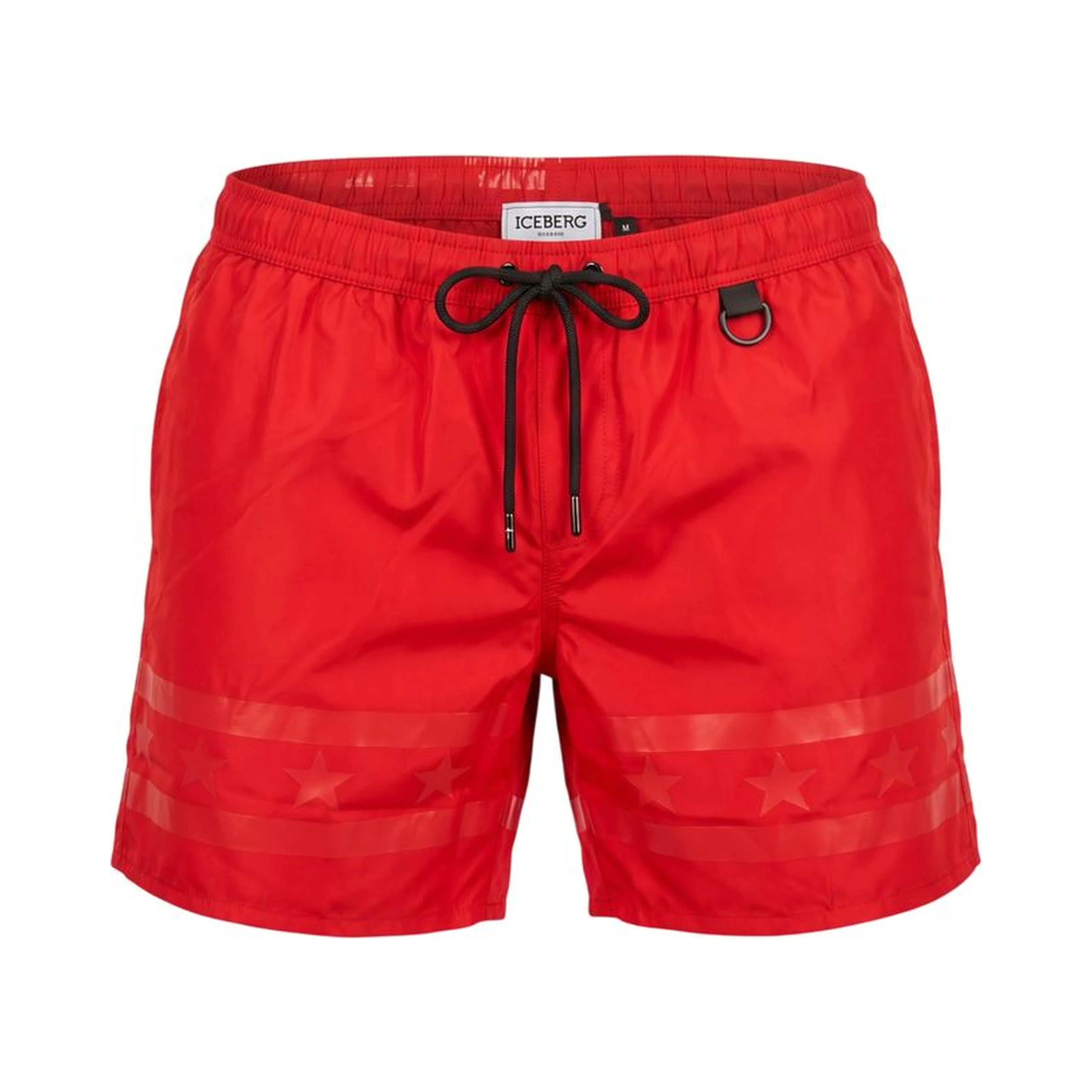 Red Polyester Men Swim Short