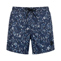 Blue Polyester Men Swim Short