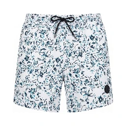White Polyester Men Swim Shorts