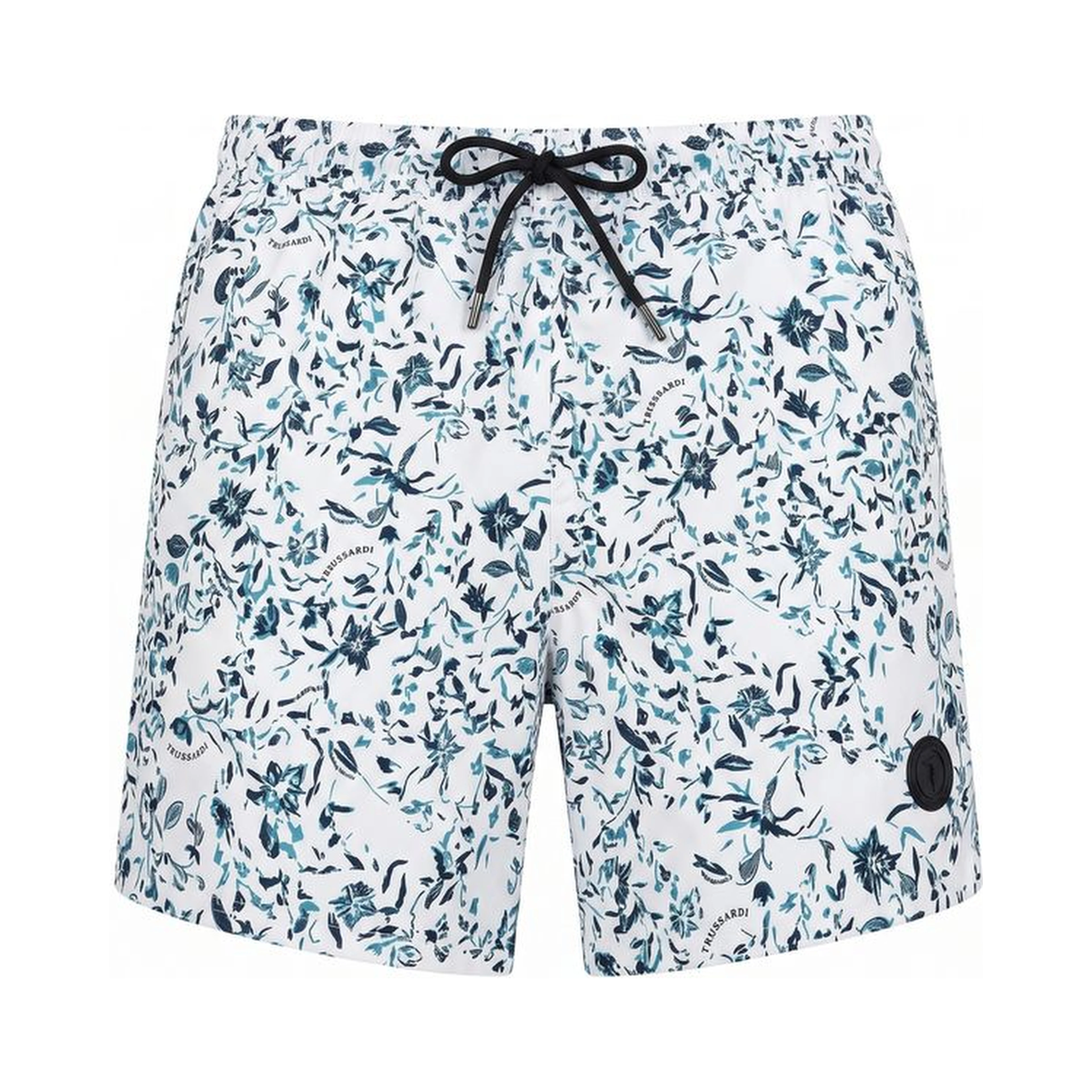 White Polyester Men Swim Shorts