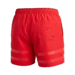 Red Polyester Men Swim Short