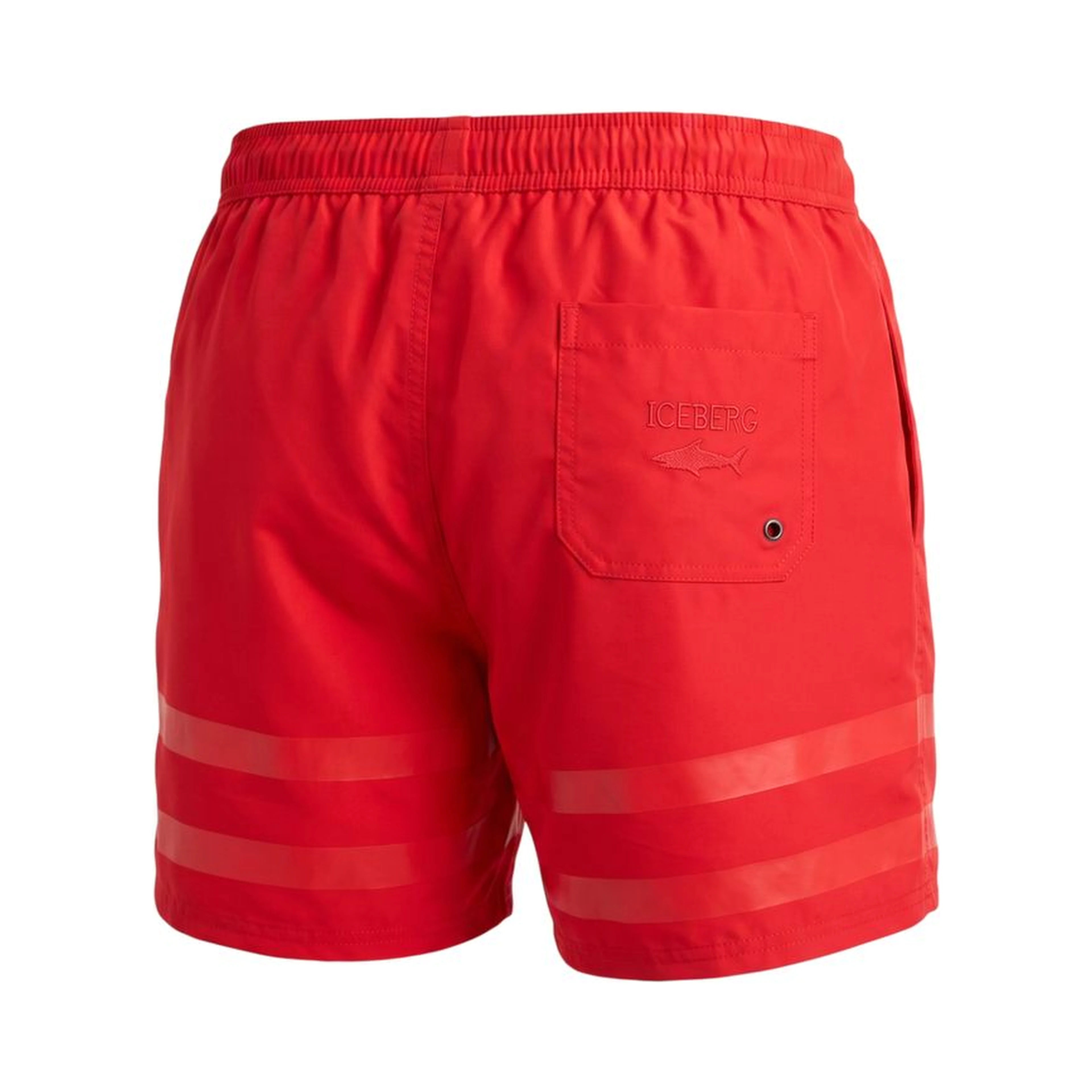 Red Polyester Men Swim Short