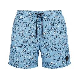 Light Blue Polyester Men Swim Trunk