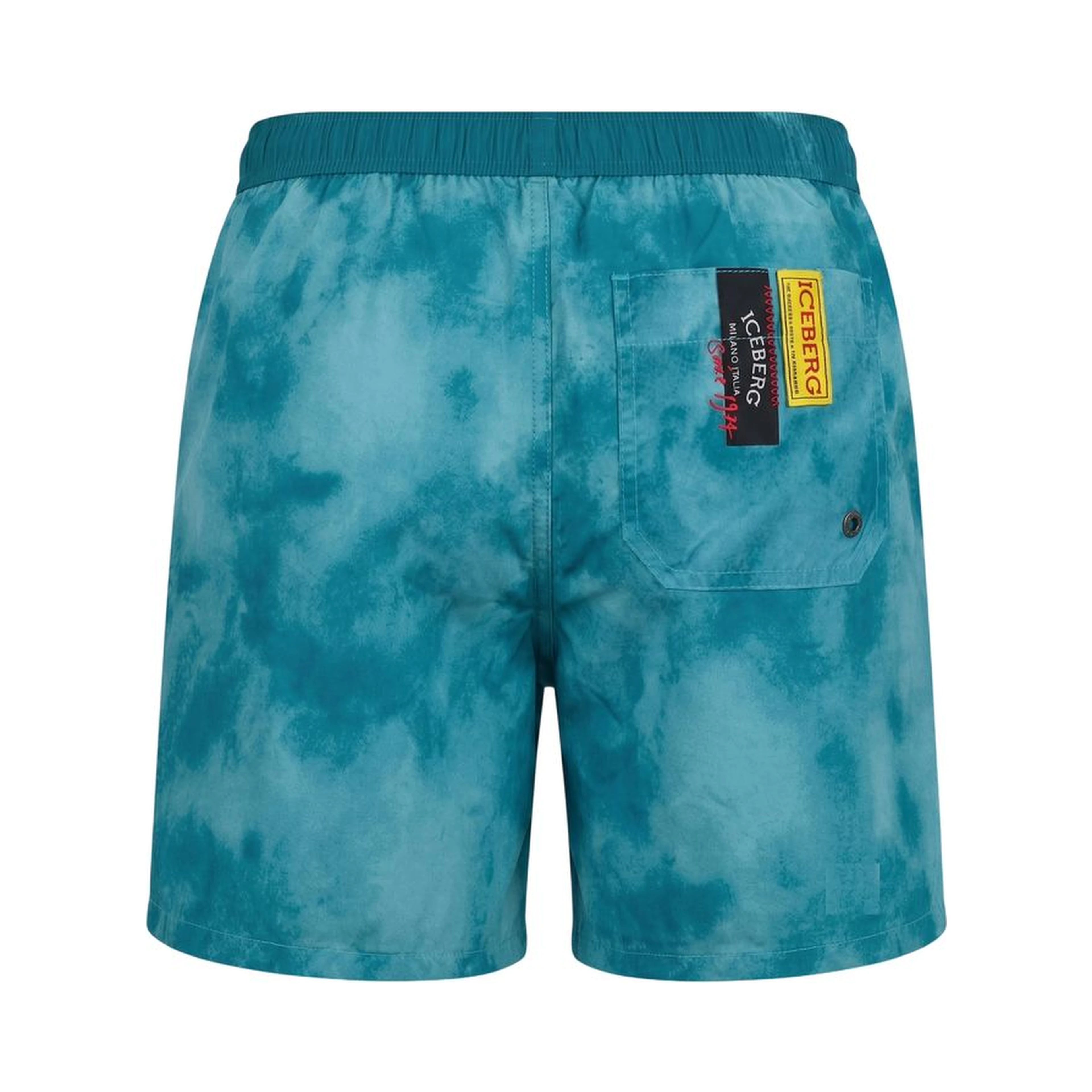 Light Blue Polyester Men Swim Short