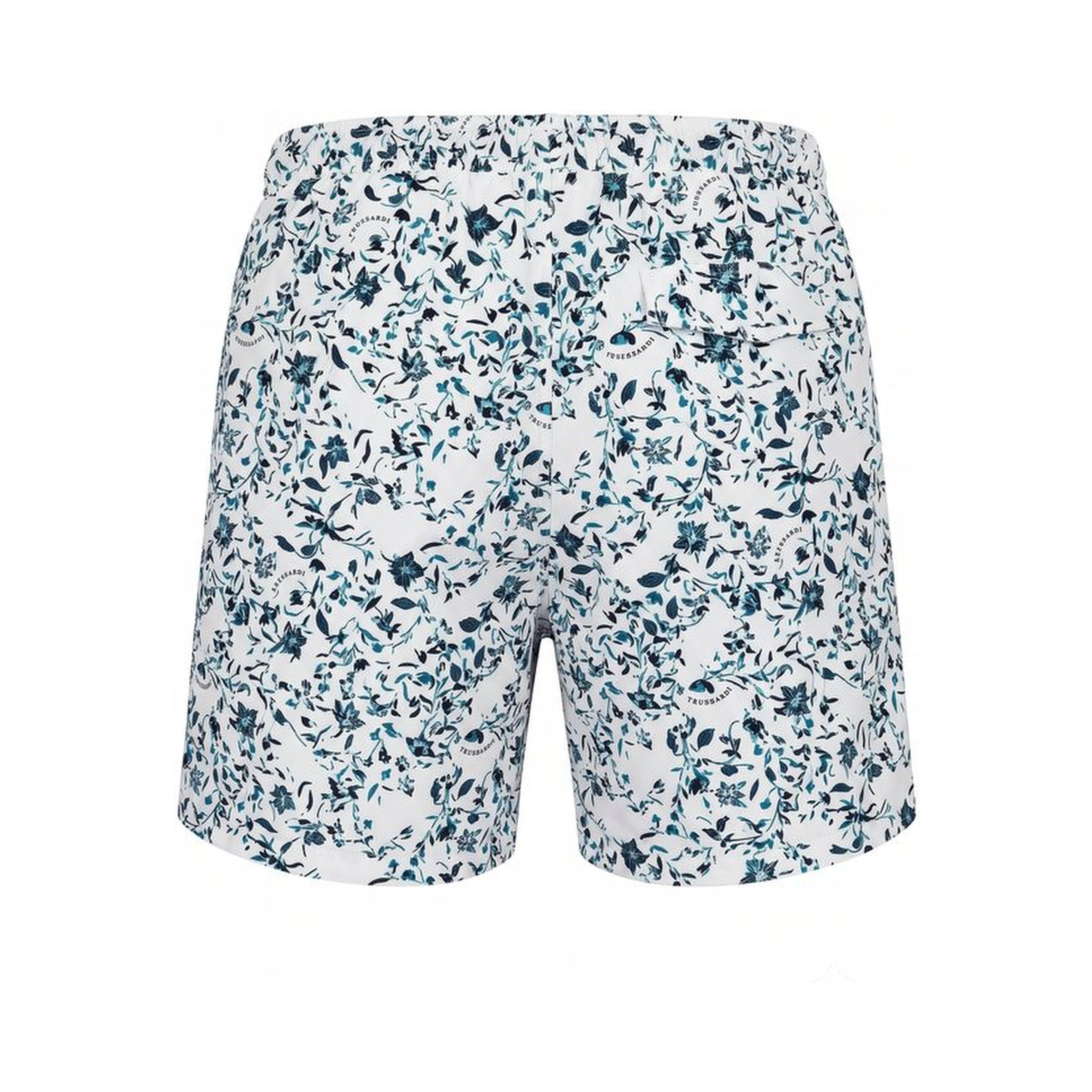 White Polyester Men Swim Shorts