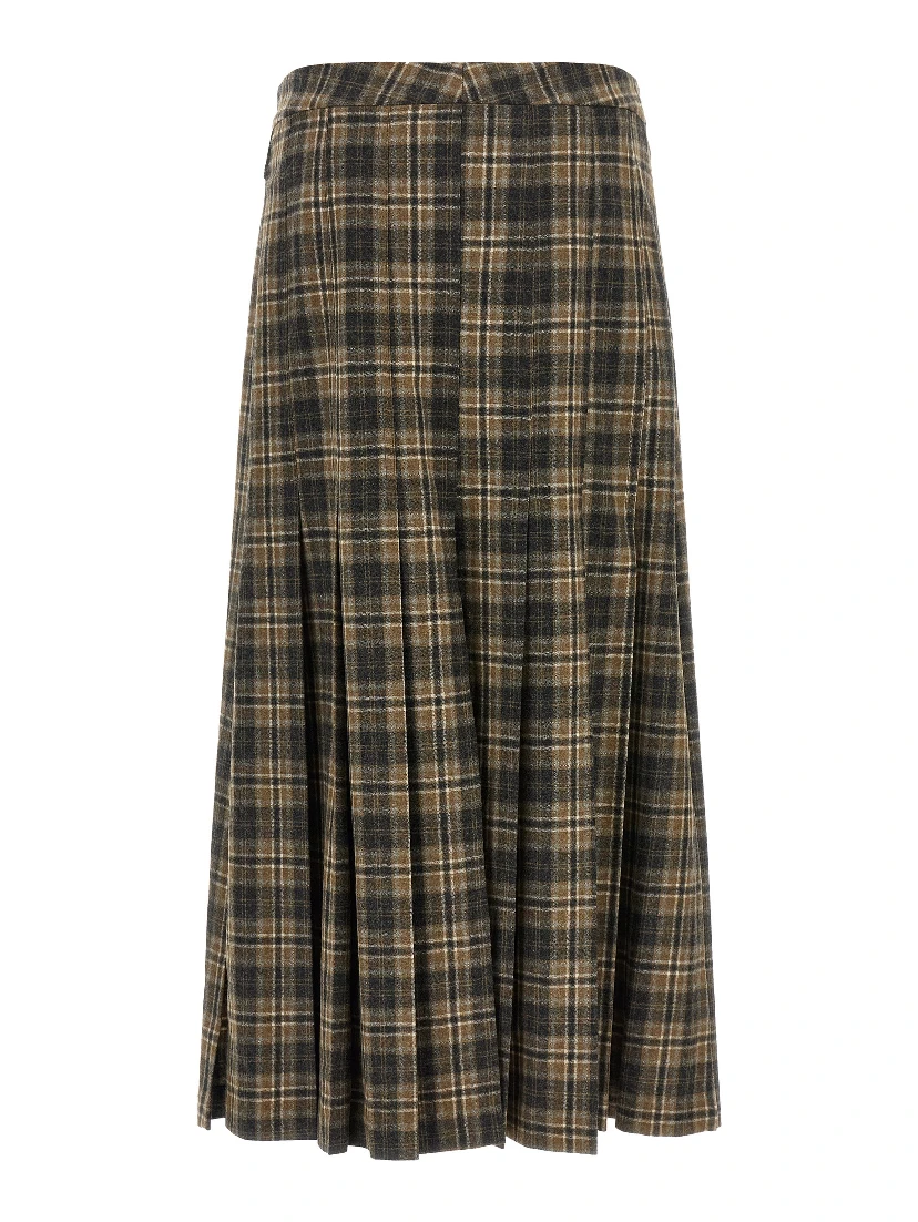 Brown Virgin Wool Mini Skirt