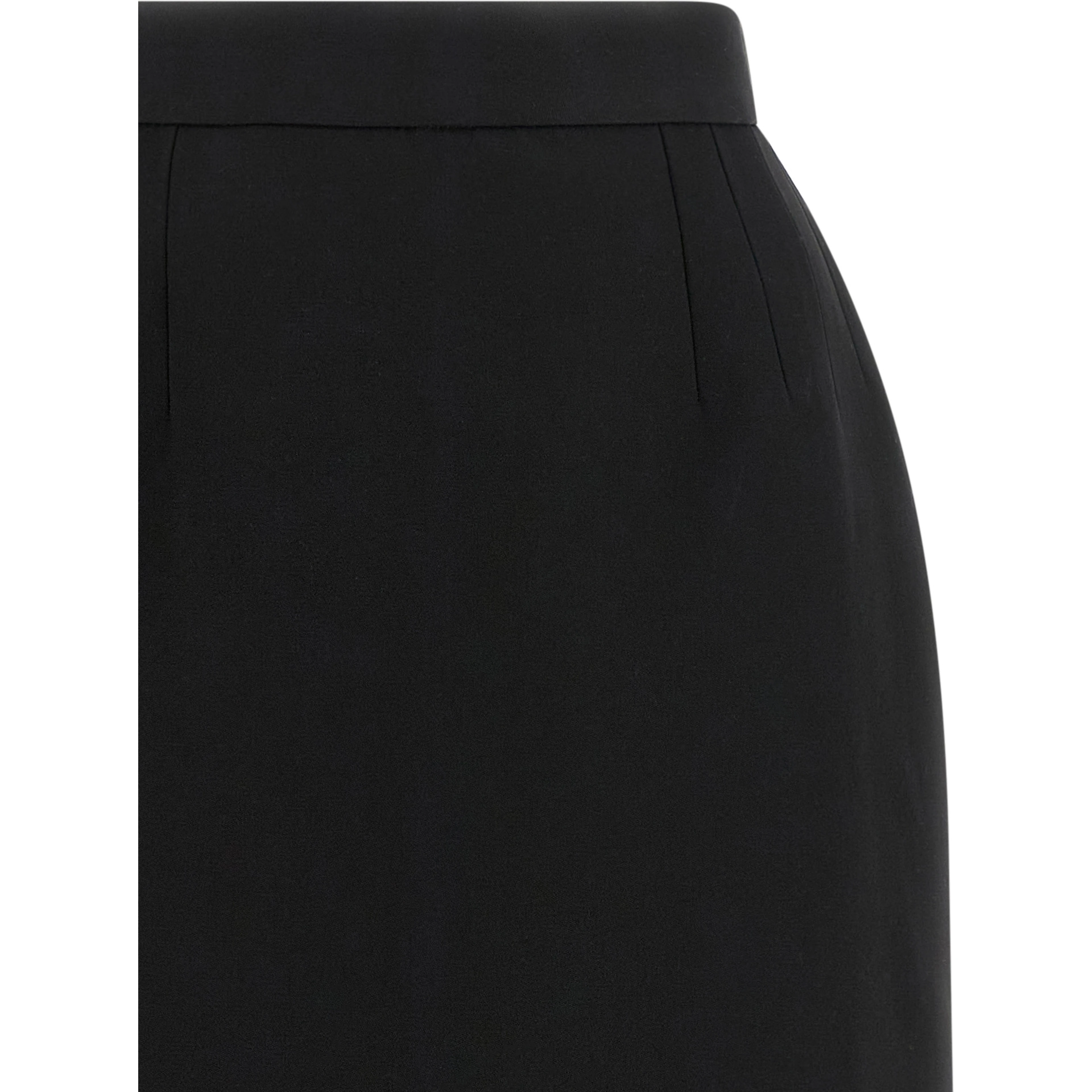 Black Virgin Wool Long Skirt
