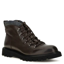 Brown Calf Leather Bos Taurus Lace-Up Boots
