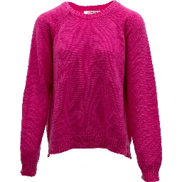 Women Knit Sweater in Fuchsia