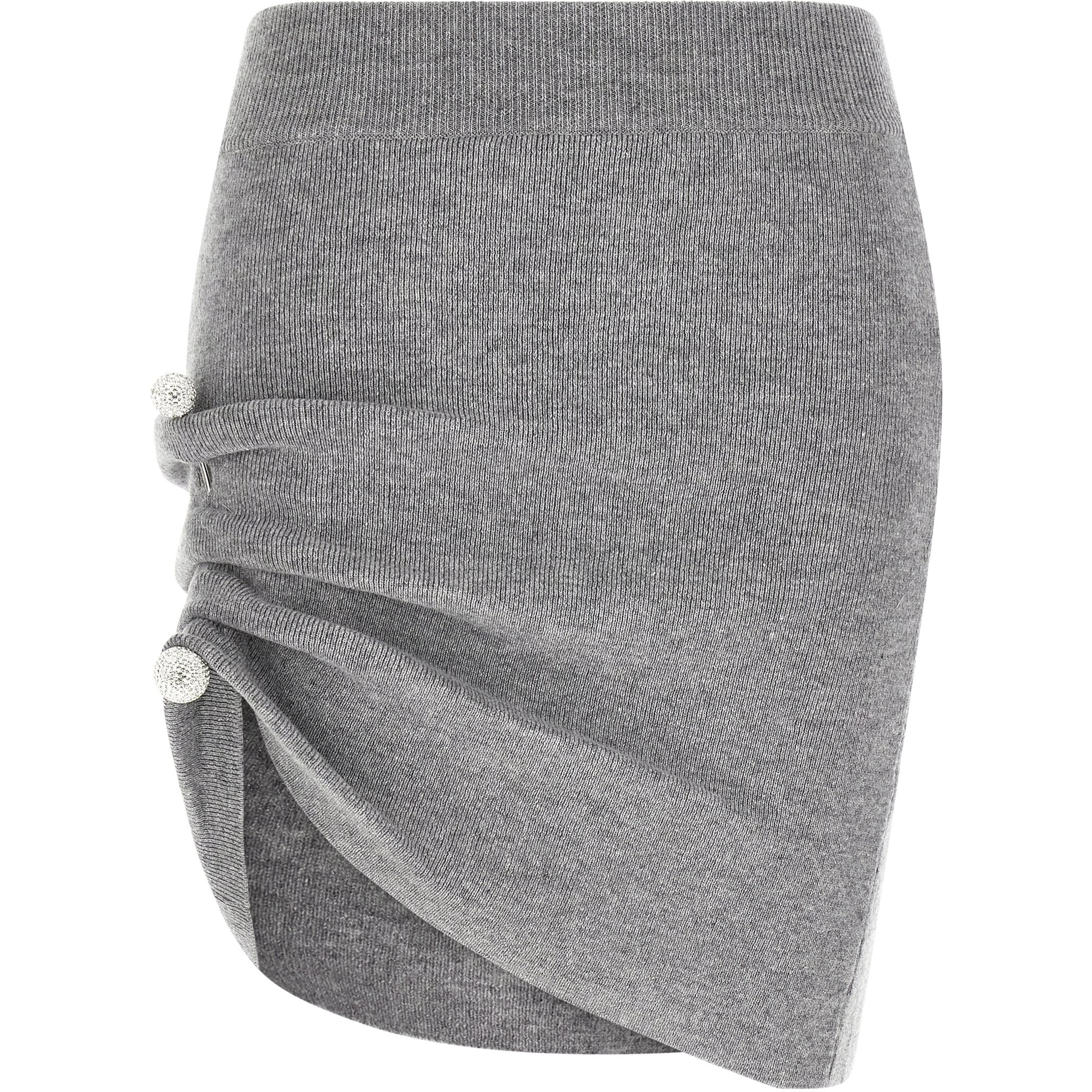 Gray Virgin Wool Long Skirt