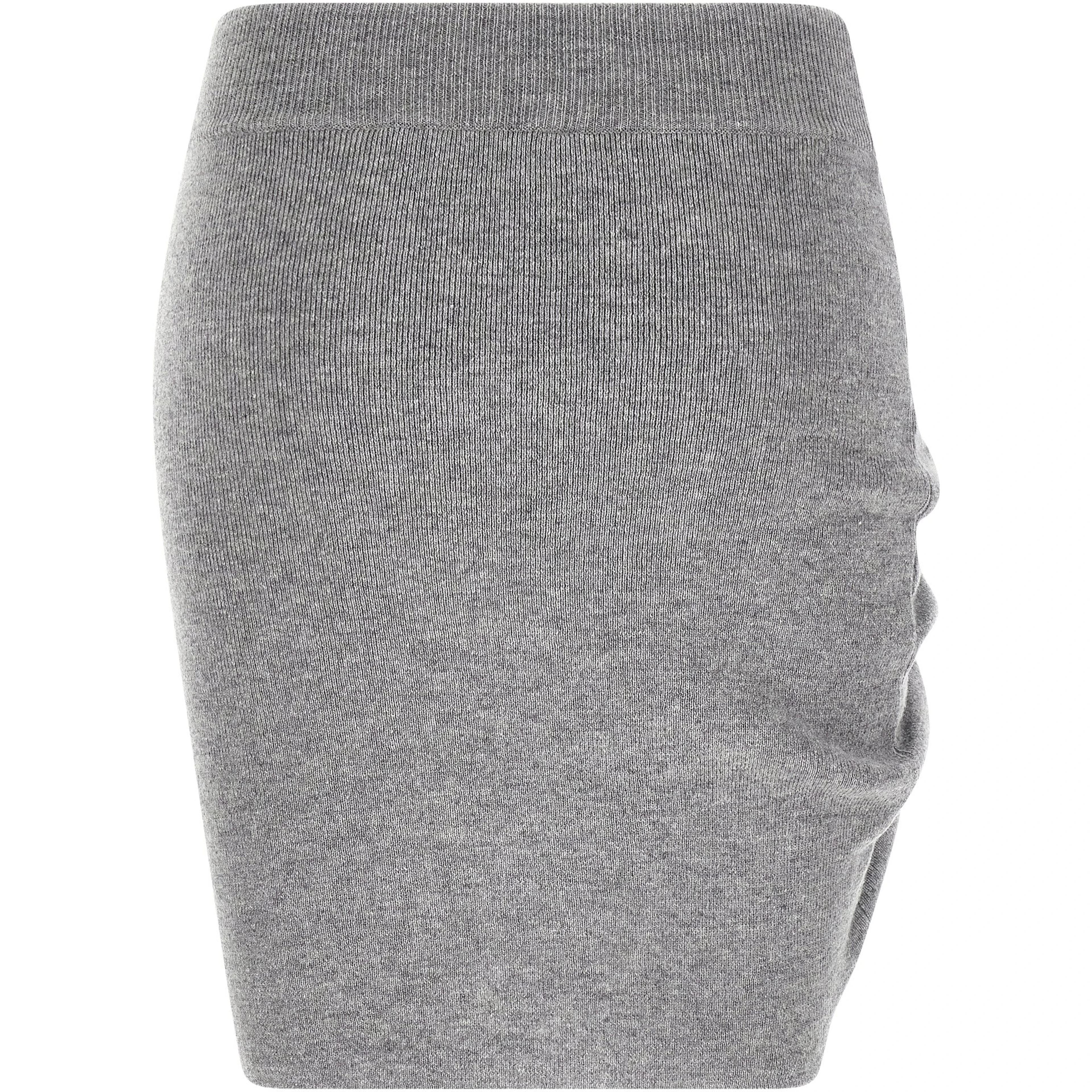 Gray Virgin Wool Long Skirt
